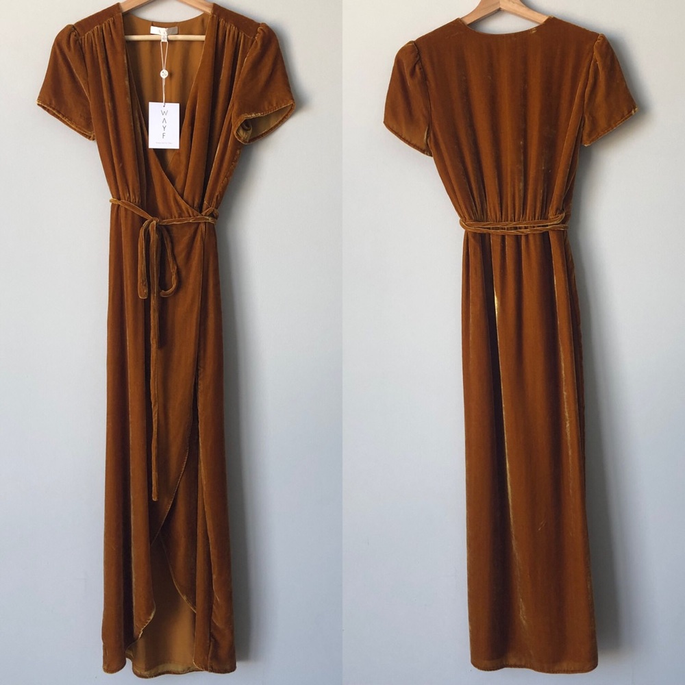 NWT WAYF Next to You Velvet Wrap Dress